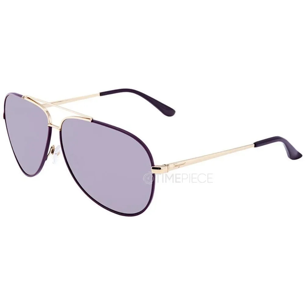 Salvatore Ferragamo Aviator Sunglasses Sf131s 736 Light Gold/purple 60mm…